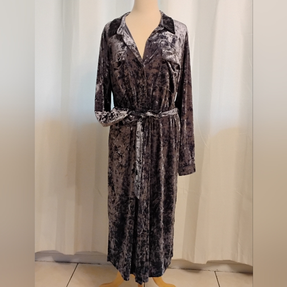 NWOT- VIOLET Crushed Velvet (look) Dress/Cardigan/Duster-1X